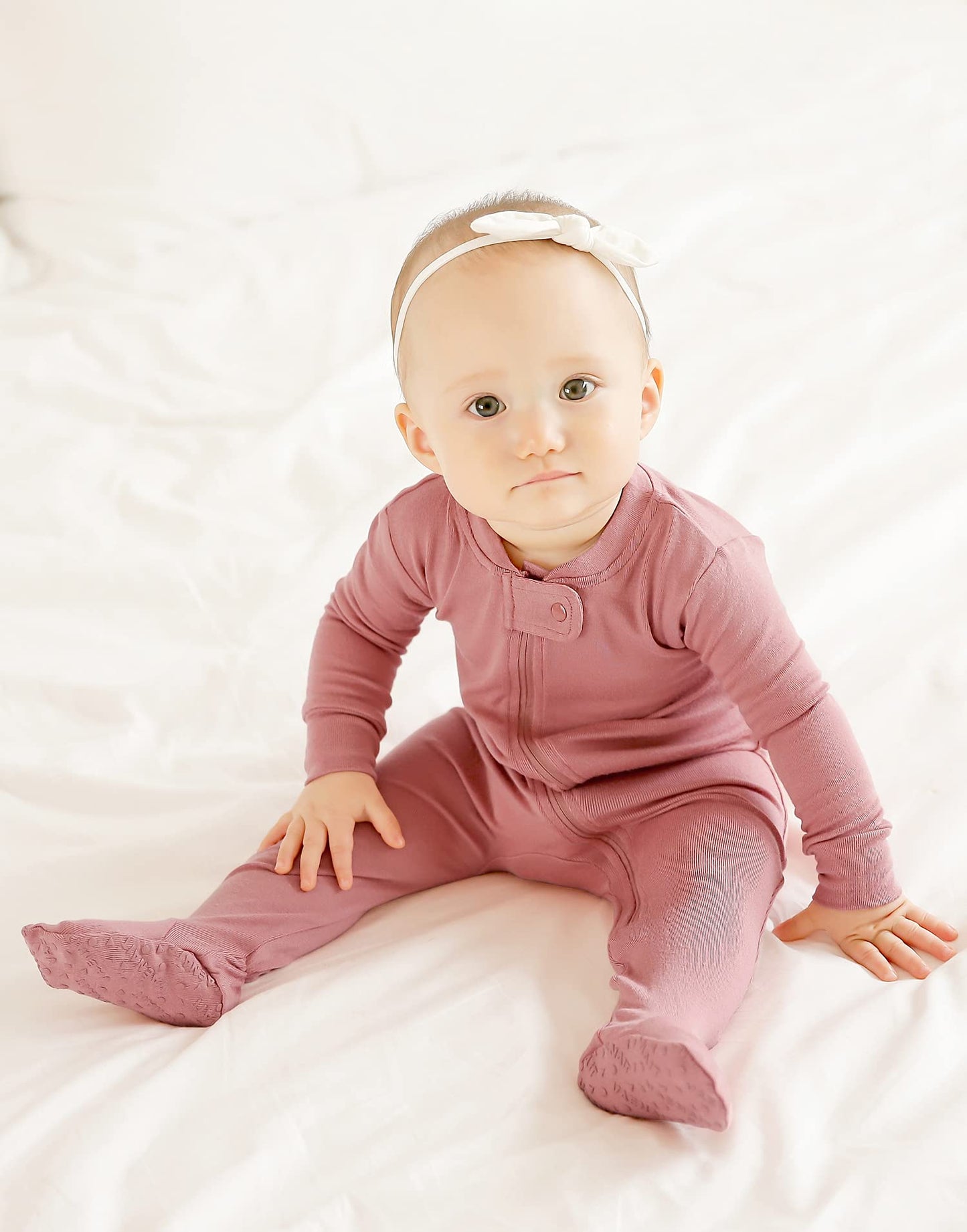 Vaenait Baby Toddler Boys Girls Solid Footie Pajama Cozy Modal Peachpink 6-9M