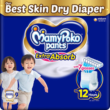 Mamypoko Mamy Poko Pants Extra Absorb Babies Diapers, Xxl12+12+12  Xxl (36 Pieces), Blue