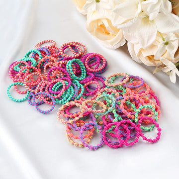 Elihair Kids Baby Hair Ties For Girls Ponytail Holder Hair Elastics Bands 3Cm For Child Toddler Curly Hair(Mix 100Pcs Diamond Qu