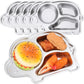 Tioncy 6 Pcs Stainless Steel Kids Plates 3 Sections Divided Unbreakable Dinner Plates Cute Elephant Shape bowls for Babies, Todd