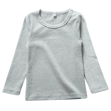 Kisbini Unisex Girls 100% Cotton Long Sleeve T-Shirt Top Tees (7,Light Grey)