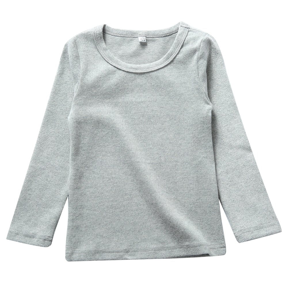 Kisbini Unisex Girls 100% Cotton Long Sleeve T-Shirt Top Tees Light Grey 5T – Cu WBBAPB07654F4FZ