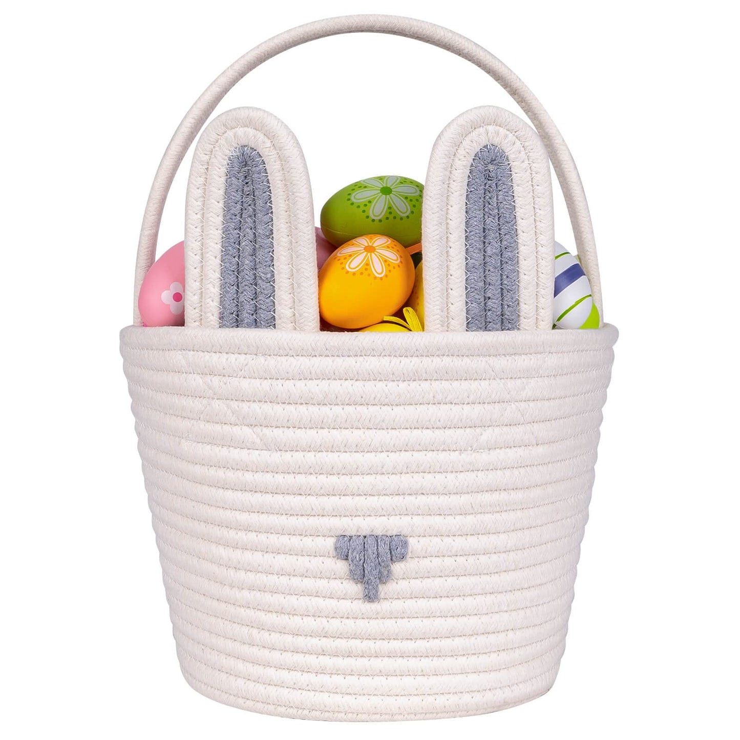 CubesLand Easter Baskets Easter Egg Hunt Baskets for Kids, Cute Bunny Gift Basket for Baby Easter Decorations Party Supplies Gre
