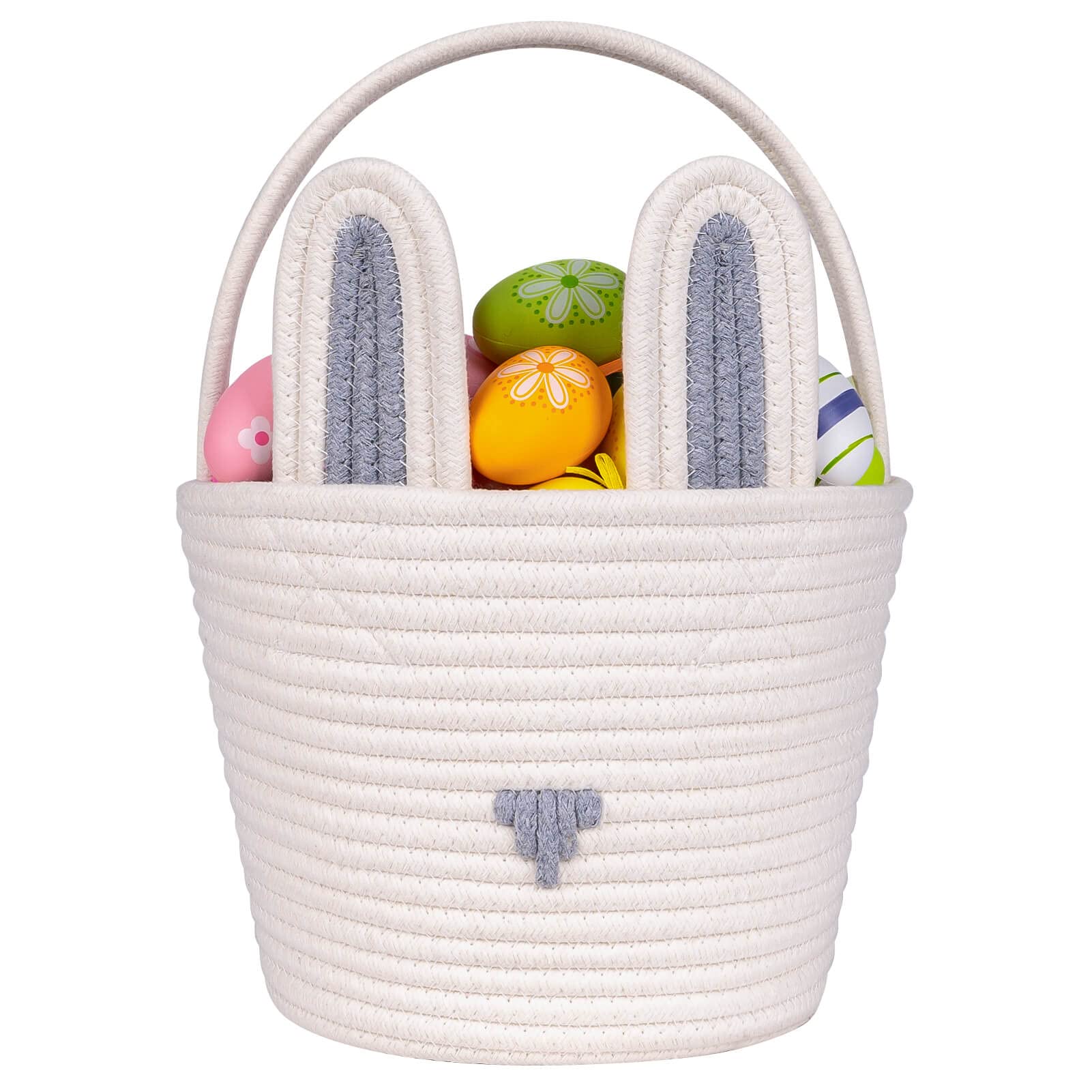 CubesLand Easter Baskets Easter Egg Hunt Baskets for Kids, Cute Bunny Gift Basket for Baby Easter Decorations Party Supplies Gre