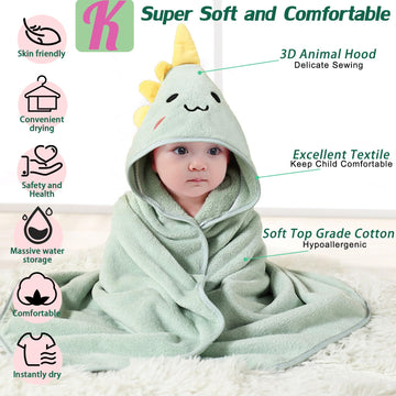 Kmilro Baby Hooded Towels 4 Pack Unisex Bath Essentials 31.5X31.5 In Coral Fleece Super Soft Absorbent Baby Towels Newborn Neces