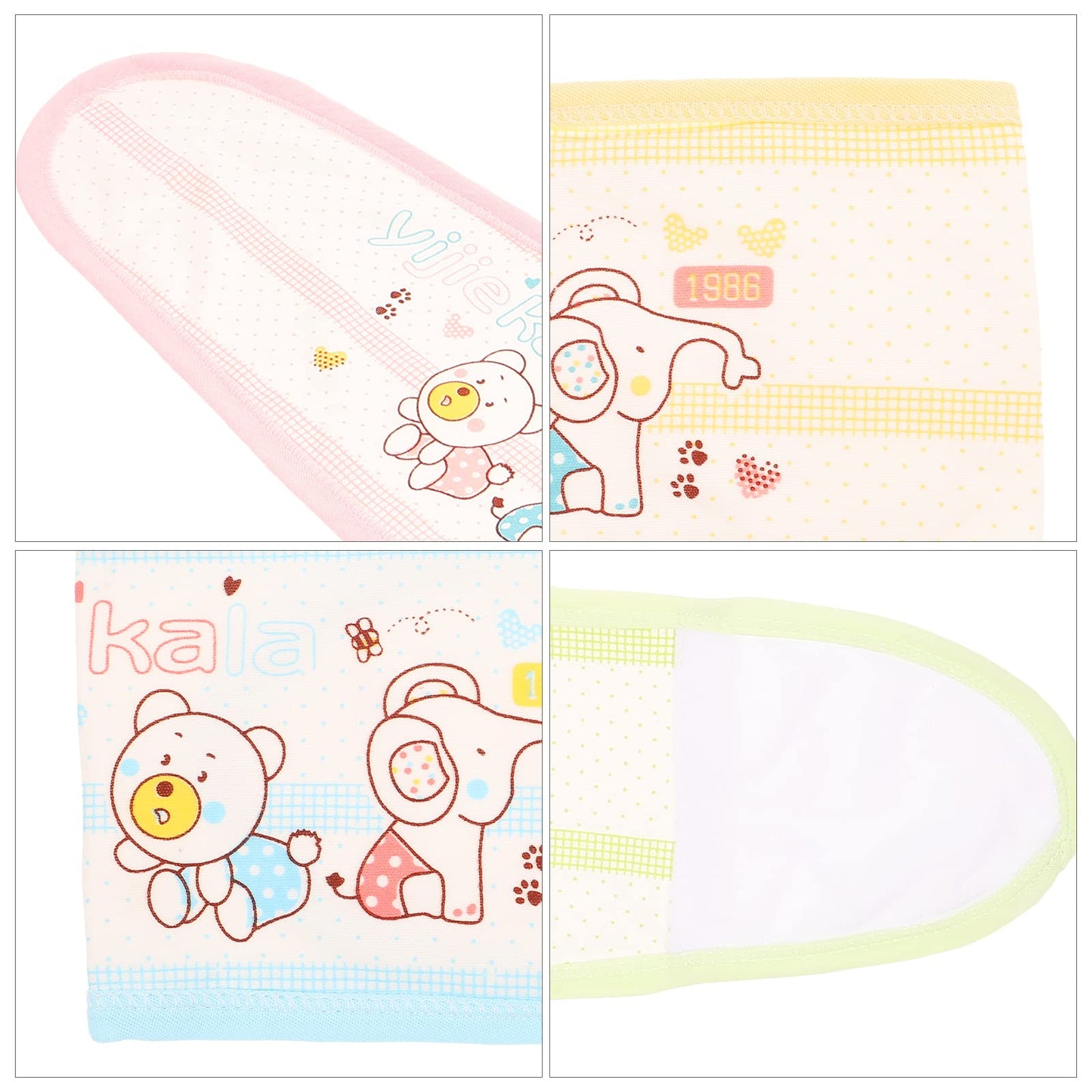 Heallily Baby Belly Button Band 4Pcs Newborn Belly Belt Cotton Umbilical Cord Infant Belly Band Cartoon Soft Newborn Navel Baby