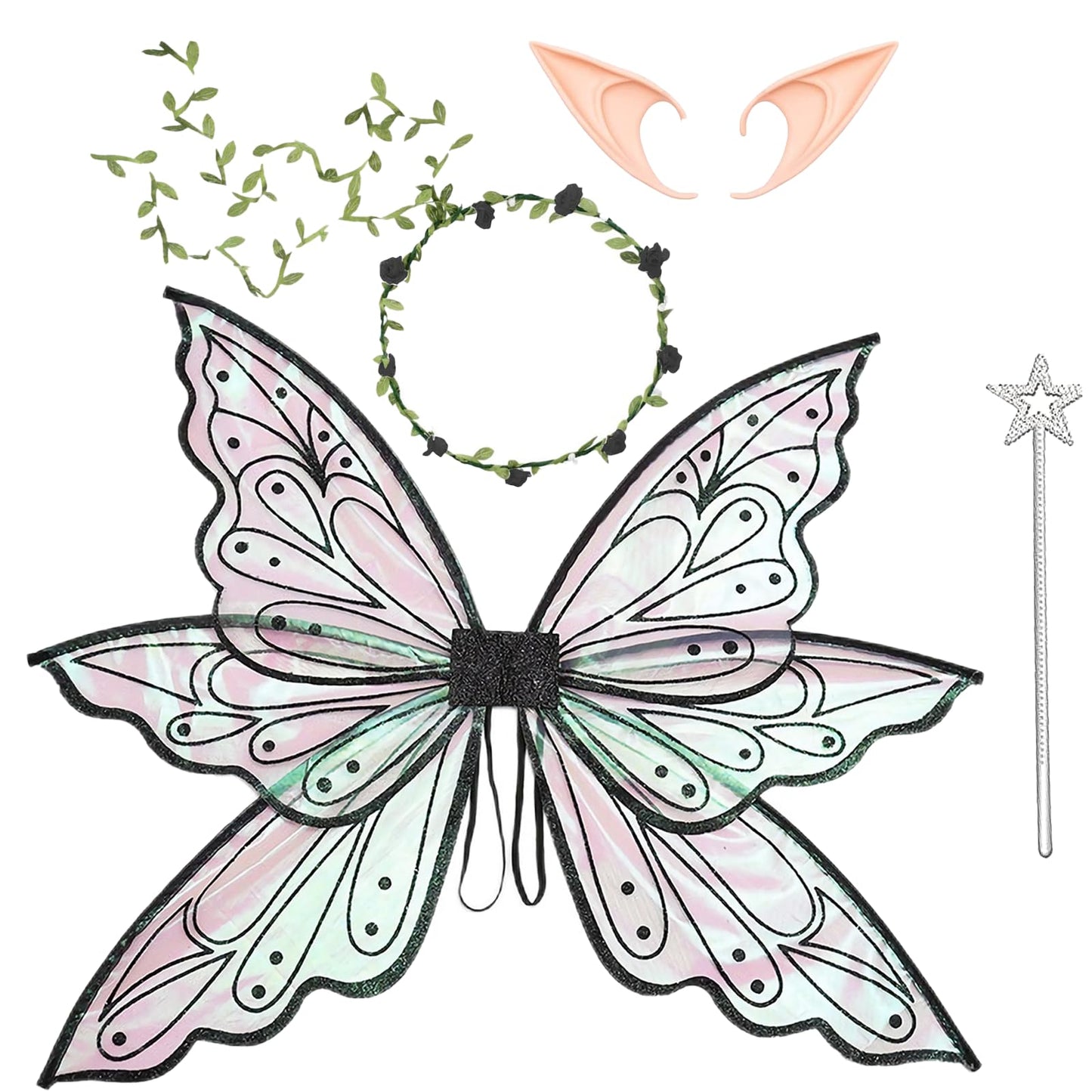 Gold Fairy Wings For Adults Dress Up Sparkling Sheer Butterfly Halloween Costume Angel Wings For Women Girls