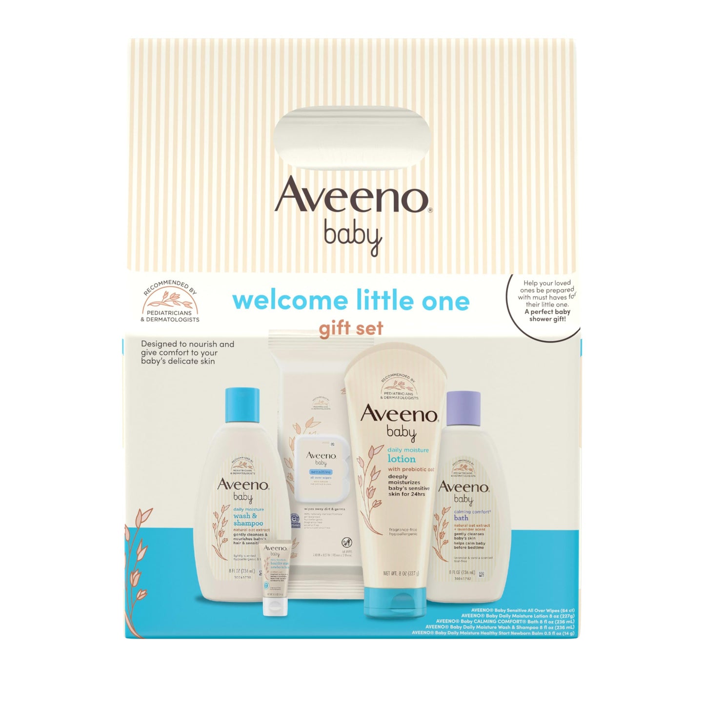 Aveeno Baby Welcome Little One Gift Set, Baby Skincare Set with Nourishing Baby Body Wash & Shampoo, Calming Bath Wash, All Over