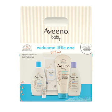 Aveeno Baby Welcome Little One Gift Set, Baby Skincare Set with Nourishing Baby Body Wash & Shampoo, Calming Bath Wash, All Over
