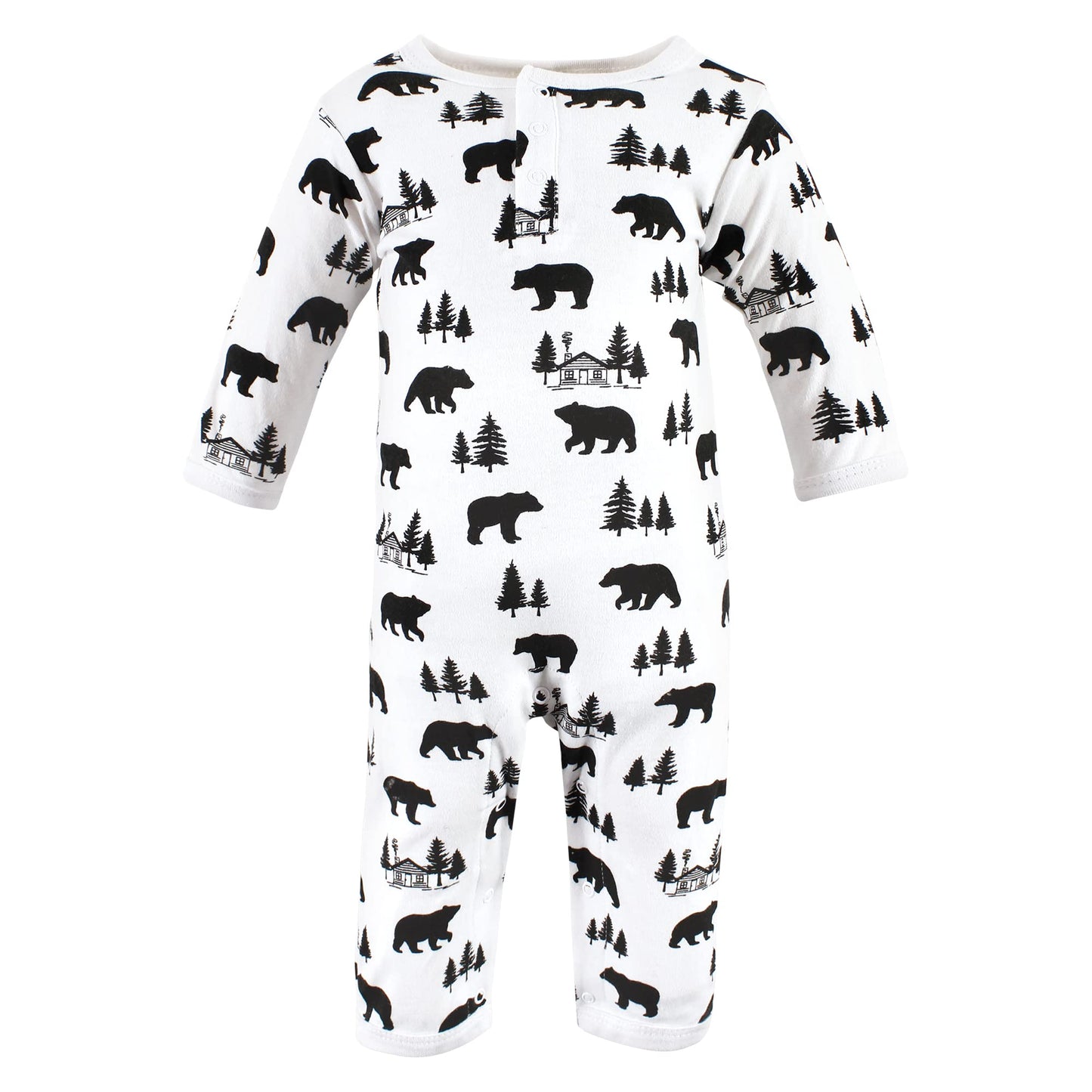 Hudson Baby Girls Unisex Cotton Coveralls, Bear Gray Black, 6-9 Months, Baby Bear Gray Black, 6-9 Months Us