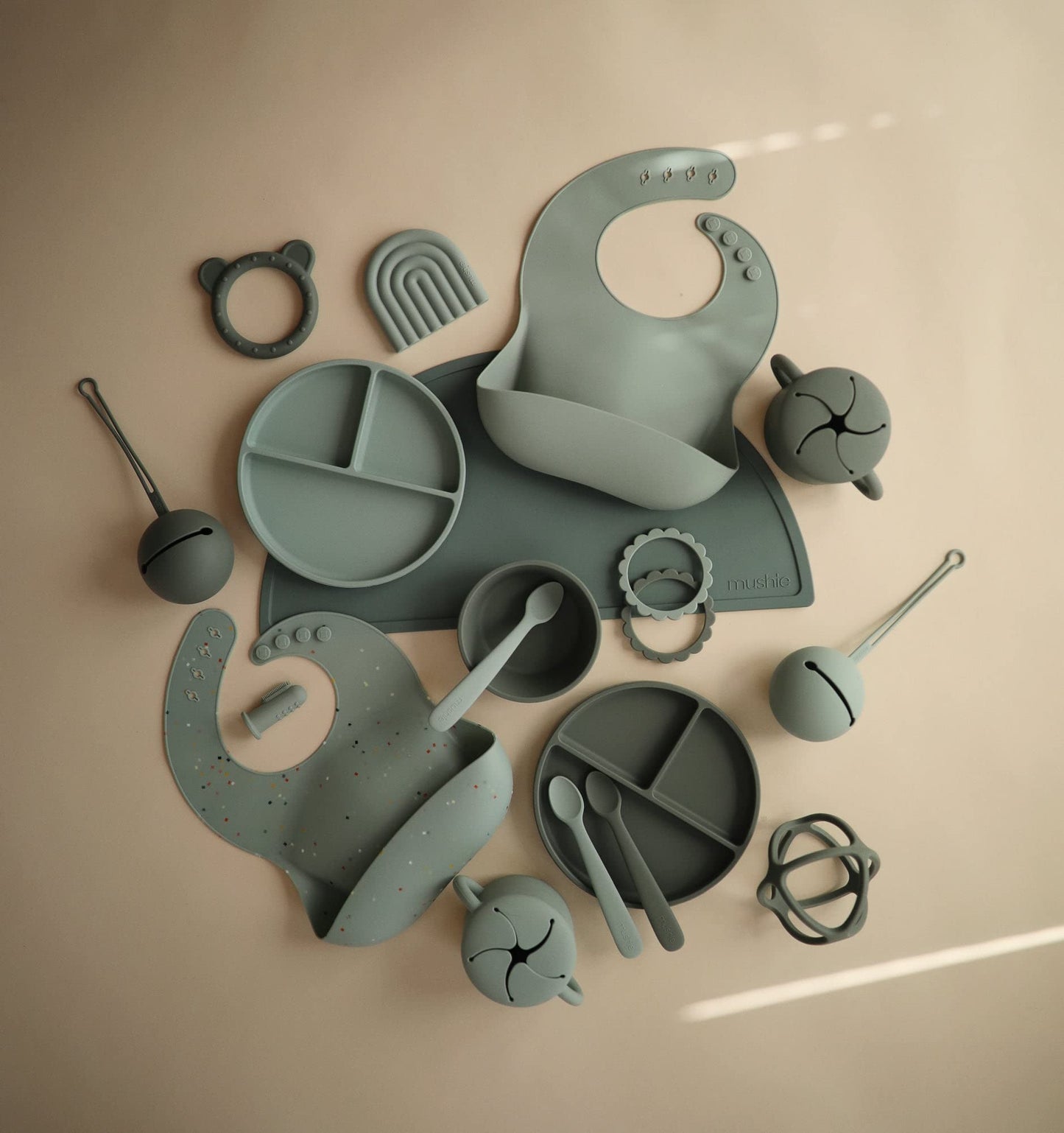 mushie Silicone Baby Teether Toy | Bear (Dried Thyme)