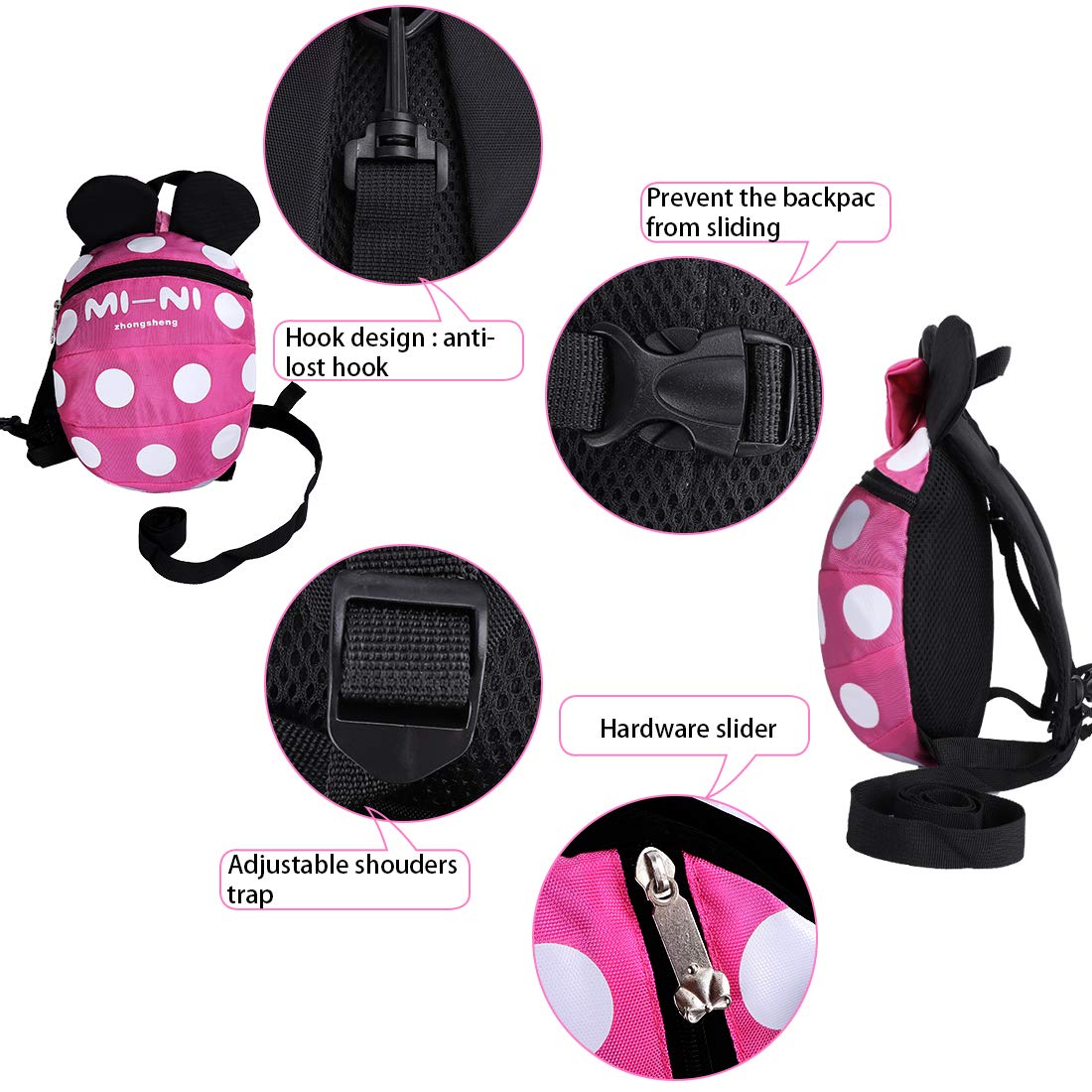 Baby Toddler Leash Baby Leash Backpack Little Kid Boys Girls Anti-Lost Travel Bag Harness Reins Cute Cartoon Backpacks With Safe