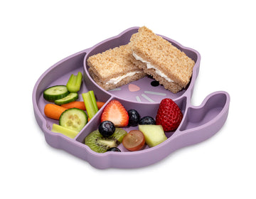 Melii Divided Silicone Suction Plate - 100% Silicone, For Baby + Toddlers - Bpa Free, Dishwasher & Microwave Safe (Cat)
