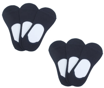Cotson Unisex Black No Show Loafer Socks With Silicon Grip (Pack Of 6)