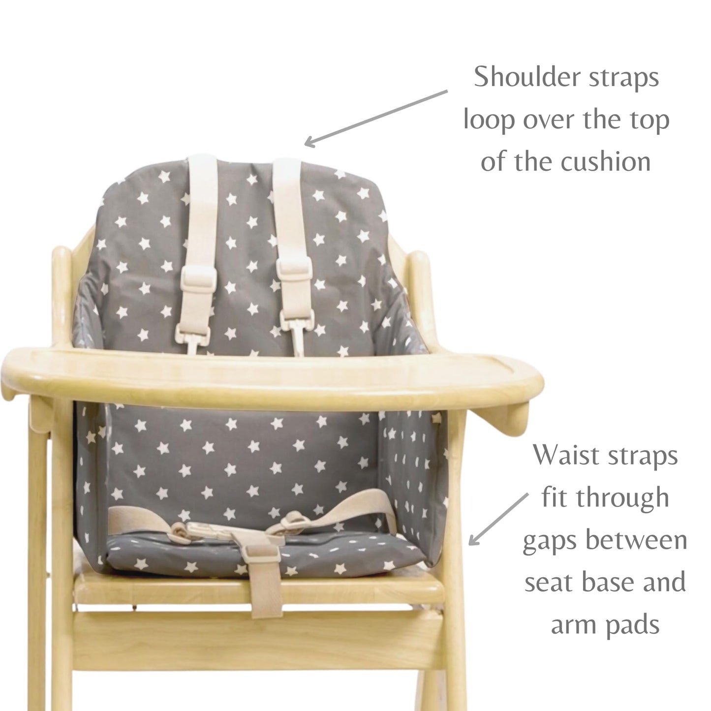 Messy Me High Chair Cushion For Wooden High Chairs - Easy To Fit Seat Pad - Fully Wipe Clean Baby Cushion Cover To Keep Baby Com