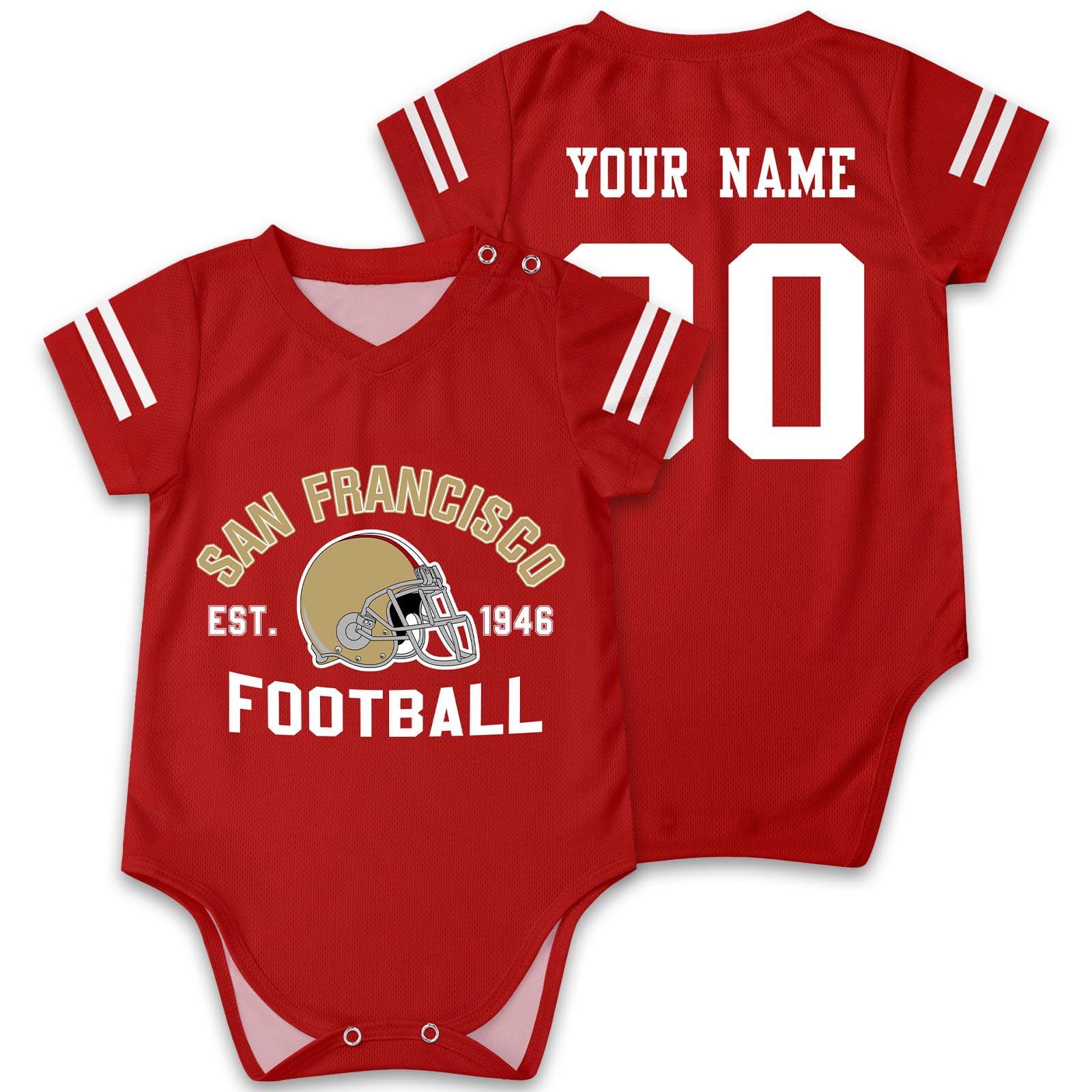 OAOANS San Francisco Baby Clothes Custom Name Number Personalized Football Baby Jersey Clothing Newborn Toddler Apparel 0-24 Mon