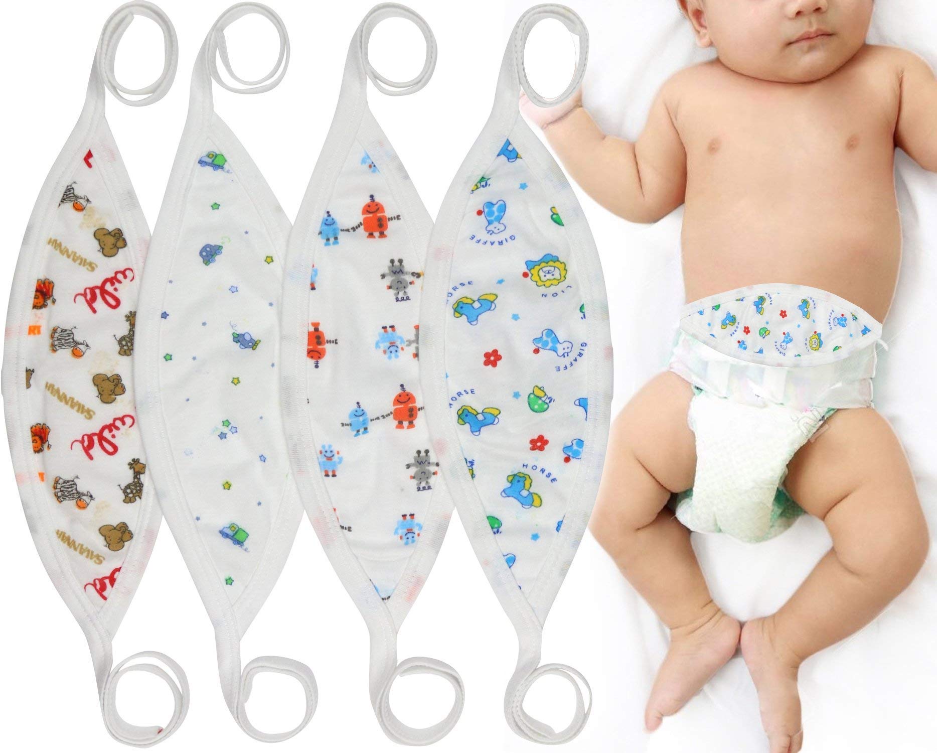 Tobeinstyle Babies' 4-Pack Comfortable Newborn Baby Belly Binder - Boy - One Size