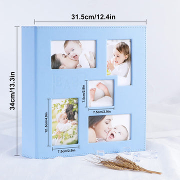 Ywlake Baby Photo Album 4X6 500 Pocket Pictures, Leather Cover Newborn Shower Boy Bebe Album Holds 500 Horizontal Vertical Photo