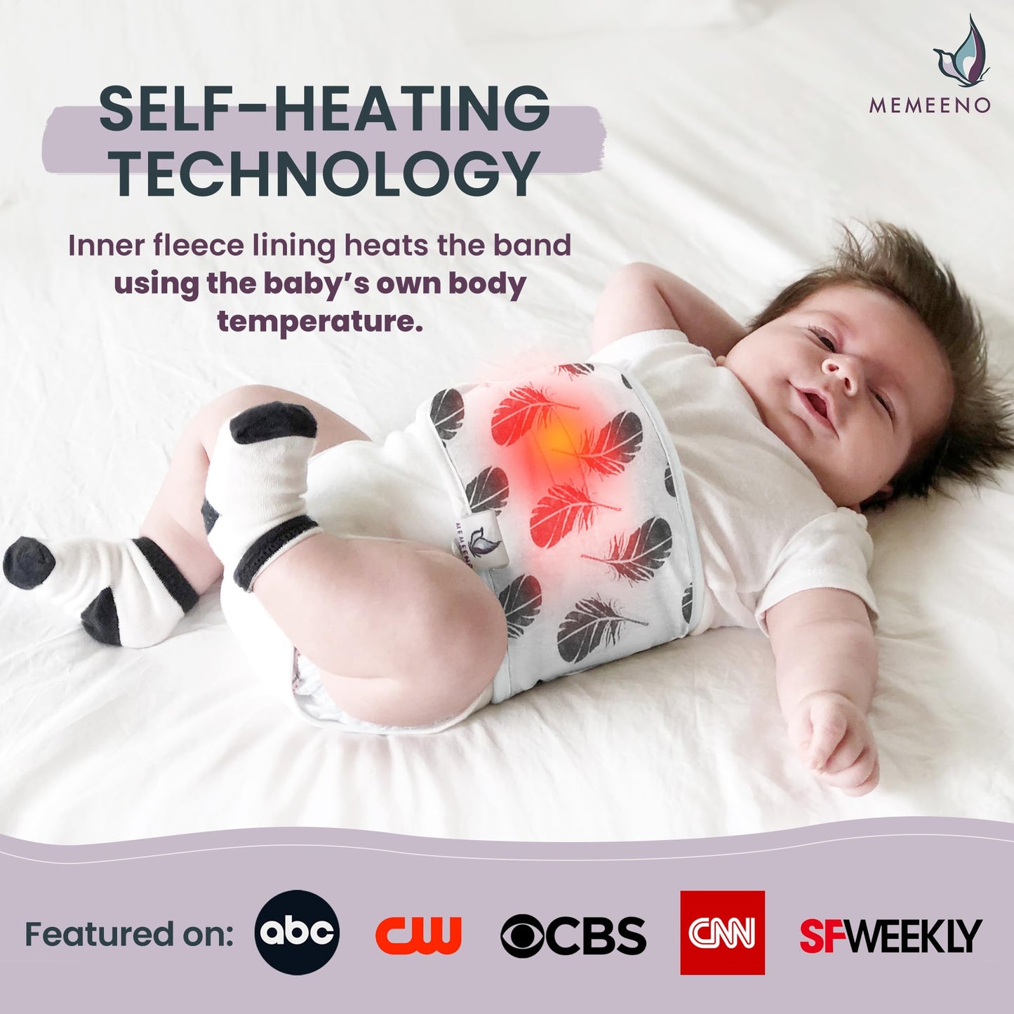 Memeeno Baby Belly Band For Gas And Colic Baby Relief - Belly Band For Baby Heating Pad For Colic, Baby Gas Relief, Gas Relief F