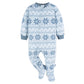 Gerber Baby Boy'S Toddler Loose Fit Flame Resistant Fleece Footed Pajamas 2-Pack, Dog/Blue Fairisle, 5T