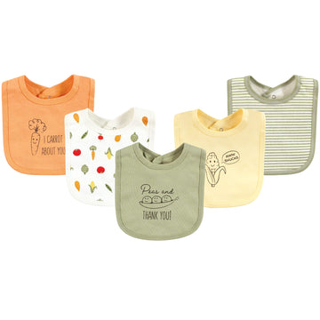 Touched By Nature Unisex Baby Organic Cotton Bibs, Peas And Thank You, One Size