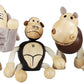 TEKOR Wooden Bendable Jungle Animal Toys (Set of 4) | Ages 3 & Up | Early Education Toy Animals for Kids | Elephant, Zebra, Hipp