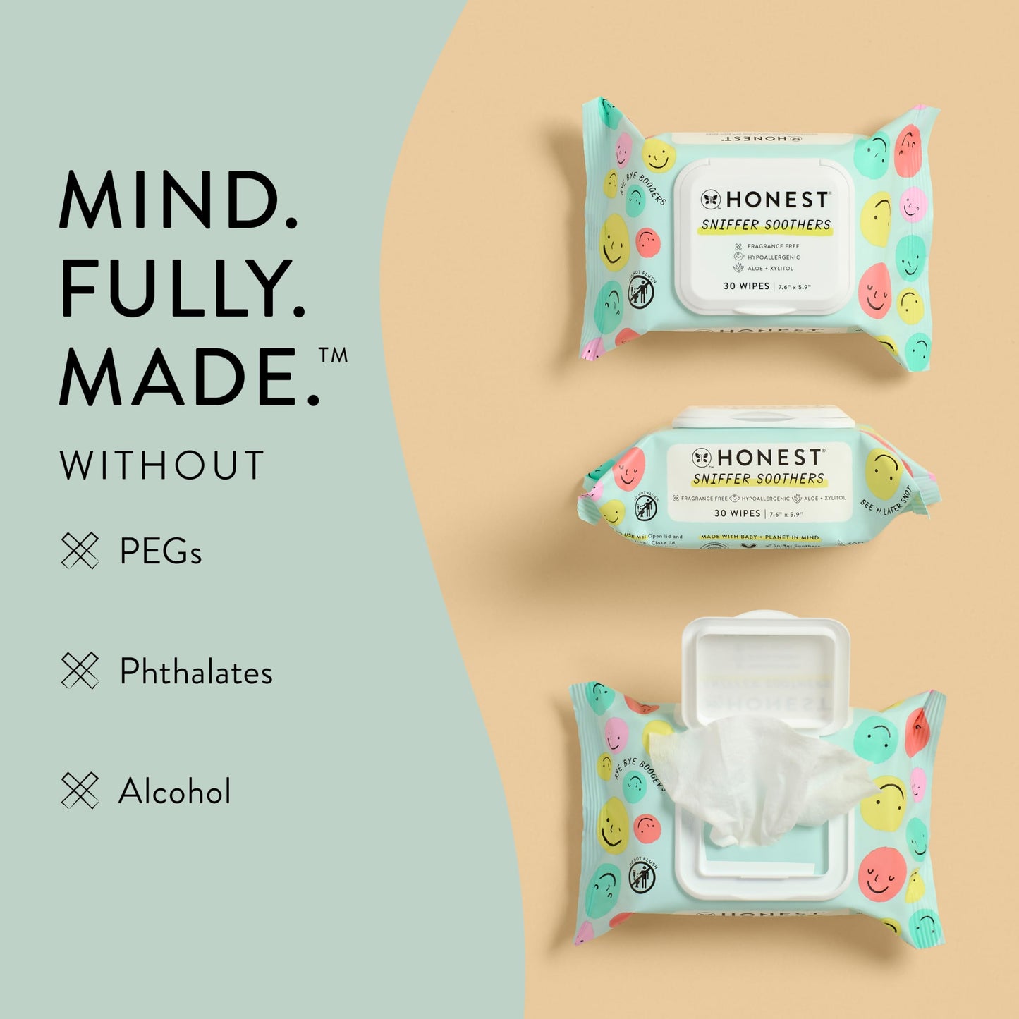 The Honest Company Plant-Based Snot Removing Wipes | Soothing Nose + Face Wipes With Aloe | Hypoallergenic For Sensitive Skin, E