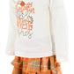 Unique Baby Girls Pumpkin Kisses Plaid 2 Piece Fall Thanksgiving Skirt Set (3T)