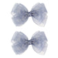 5.5-Inch Organza Double Hair Bows Alligator Clips Hair Accessories For Girls Toddler Kids Children Teens - Gray