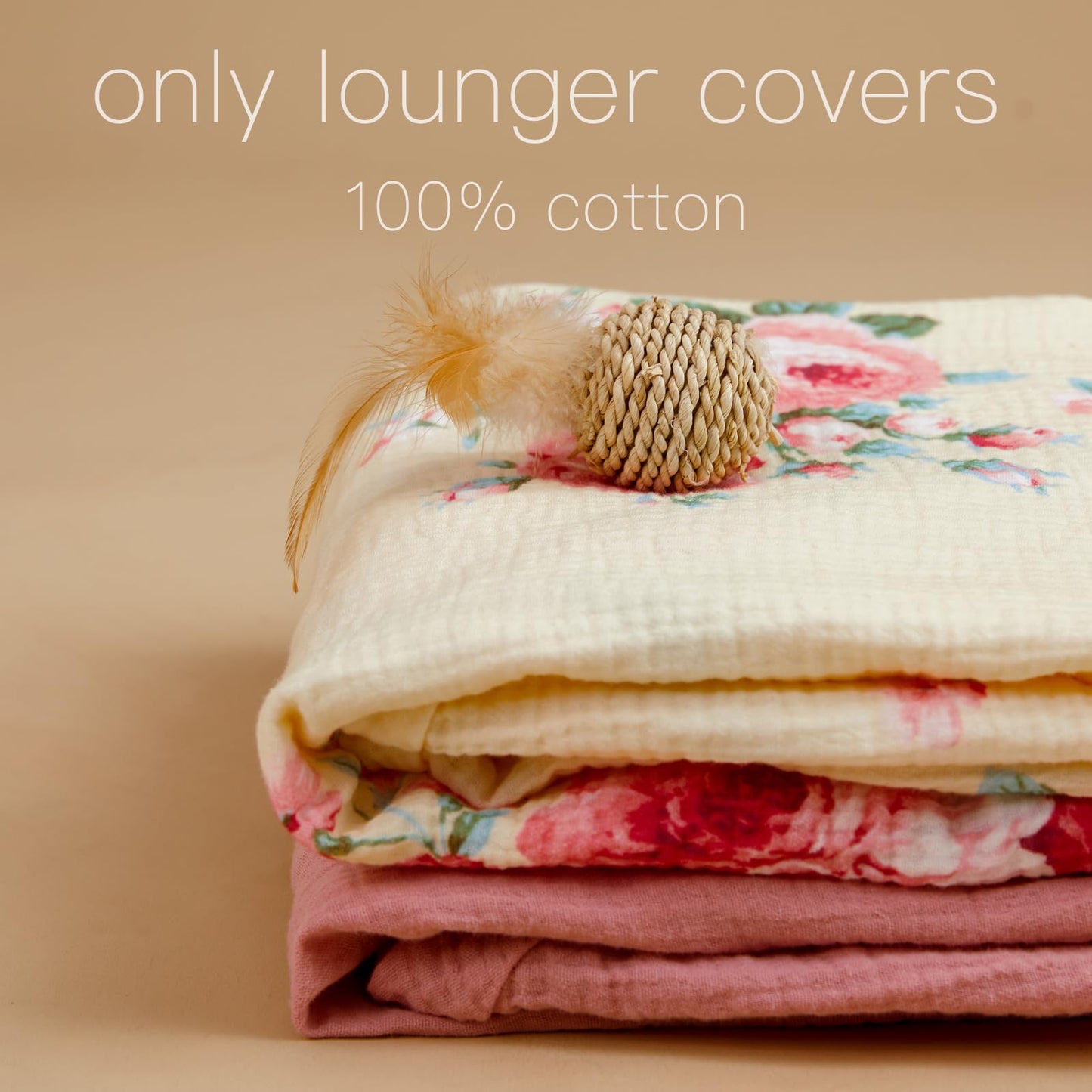 Baby Lounger Cover, Muslin Baby Nest Cover 2 Pack, 100% Cotton Newborn Lounger Cover, Infant Lounger Cover, Breathable Adjustabl
