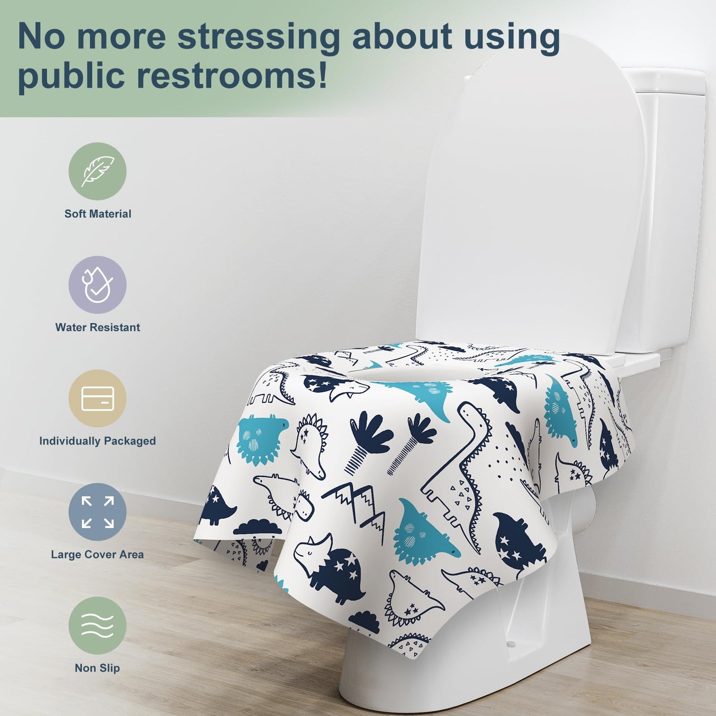 30 Pack Toilet Seat Covers Disposable, Large Waterproof Potty Covers For Toddlers, Kids, And Adults, Individually Wrapped For Tr