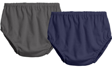 City Threads 2-Pack Baby Girls' And Baby Boys' Unisex Diaper Covers Bloomers Soft Cotton, Charcoal/Navy, 4T