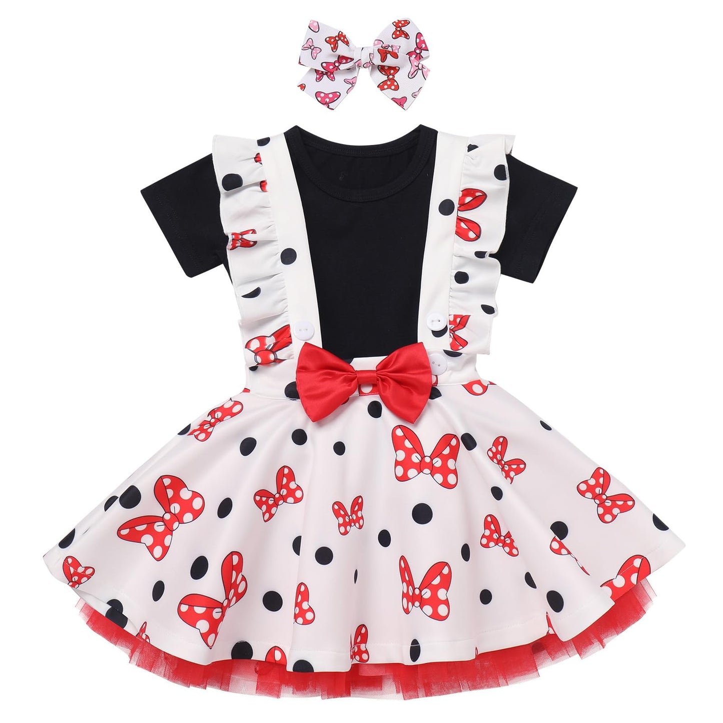 First Birthday Outfit Girl: Dress Up Clothes For Little Girls Newborn Princess T-Shirt Mini Tutu Suspender Bowknot Skirt Headban