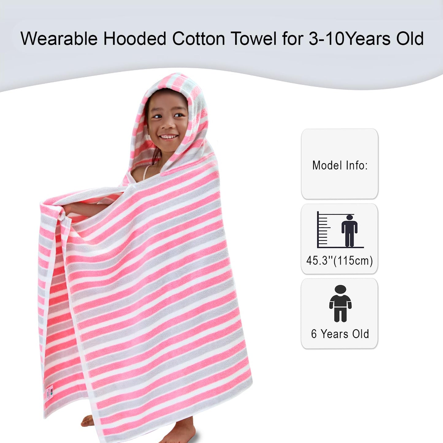 Voova & Movas Hooded Towels For Kids - 100% Cotton (3-10Years) - Quick Dry Absorbent Lightweight Wrap Towel For Pool | Swim | Be