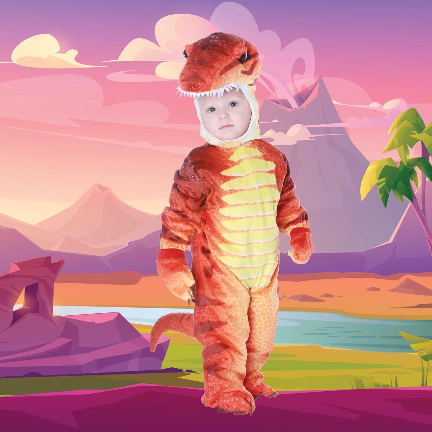 Underwraps Costumes Baby'S T-Rex Costume Jumpsuit, Rust, Medium (18 - 24 Months)
