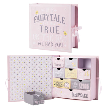 Votum Baby Keepsake Box For Treasured Memories, Fairytale - Lightweight, Handcrafted Baby Boxes With 9 Labeled Compartments For