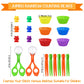 74 Pieces Counting Sorting Bears Fine Motor Skills Handy Scoopers Set Includes 60 Cute Rainbow Sorting Bears, 6 Jumbo Tweezers,