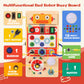 Asweets Montessori Wooden Busy Board Toy for Toddler, Red Robot Sensory Board with 8 LED Shape Light Switches, Travel & Gift Toy