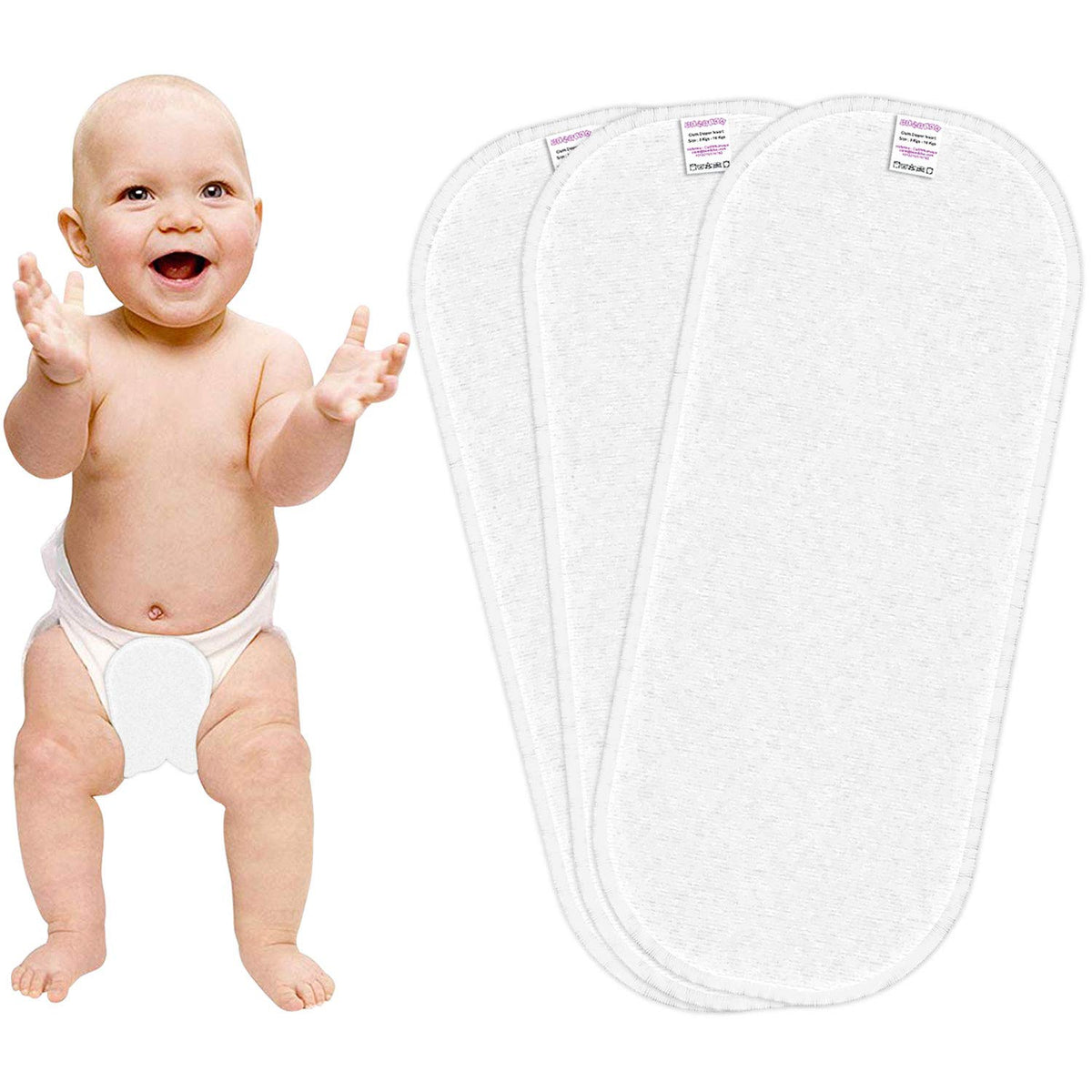 Bembika 3Layer Micro Fiber Inserts For Cloth Diaper,Reusable Washable Diaper Liners For Baby Cloth Diapers (Pack Of 3)