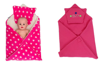 CTMKIDS Baby Wrap with Cushion Cap for Kids 74x84 cm  Pink & Baby Wrap with Cap for Kids 74x74 cm  Magenta