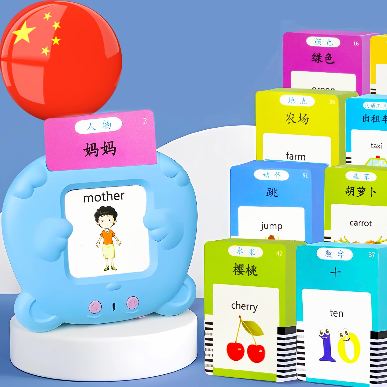 KILOGOGRAPH Bilingual English Flash Cards - Mandarin Talking Flash Cards, 510 Sight Words 31 Themes, Pocket Speech for Toddlers 
