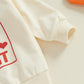 Baby Boy Fall Clothes Set Long Sleeve Letter Print Sweatshirt Pants Valentines Day Outfits 6 12 18 24 Months 2T (Khaki, 12-18 Mo