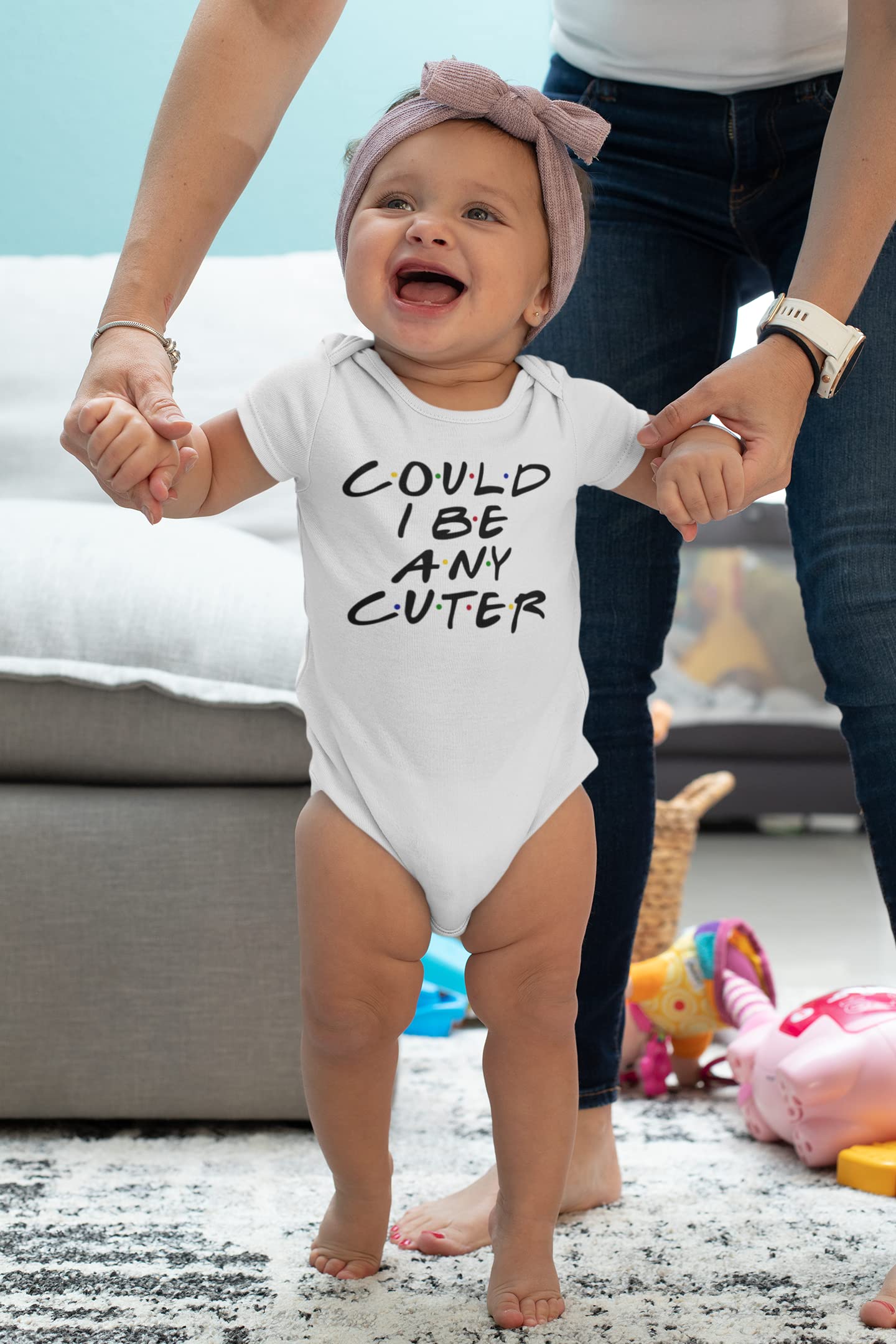 Pop Threads Could I Be Any Cuter Infant Bodysuit Funny 90S Show Baby Girl Boy Cloth Outfit Gray 6M