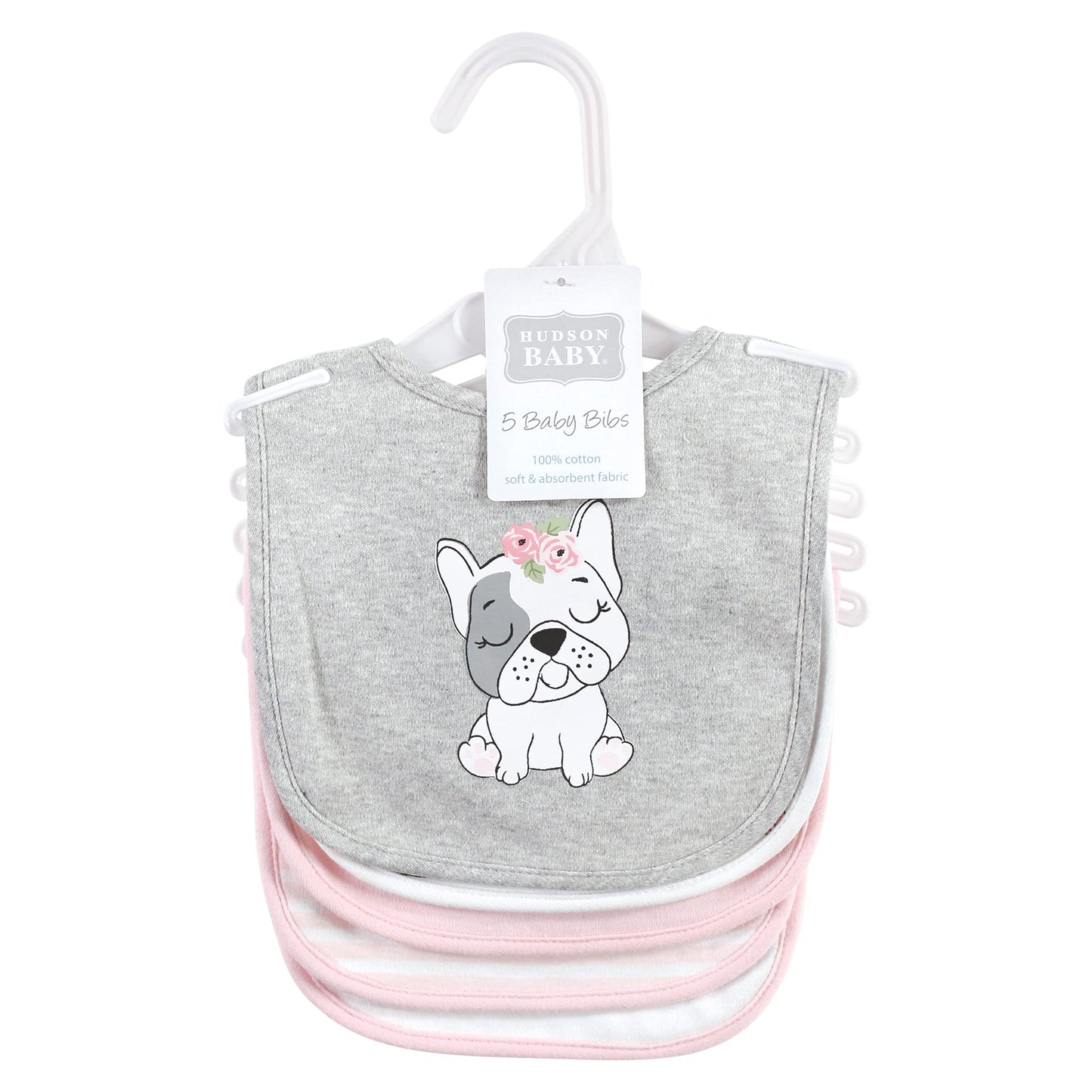 Hudson Baby Unisex Baby Cotton Bibs, Girl Whimsical Dog, One Size