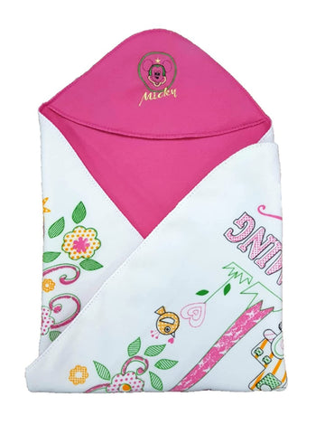 NAMAN Embrodiary Newborn All Season Baby Wrapper with Hodded Blanket for Baby boy and Baby GirlPink_1