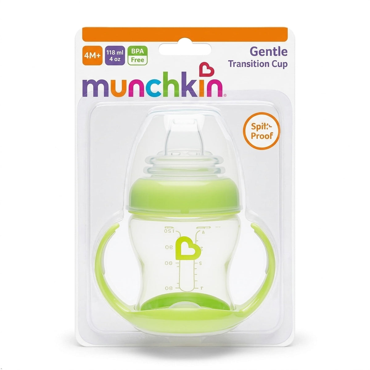 Munchkin Gentle Transition Cup, 118 ml, Sippy Cup, BPA Free, Green, 4+M