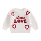 Toddler Baby Girl Outfit Little Love Heart Knit Sweater Long Sleeve Crewneck Pullover Fall Cute Top (White Little Love, 6-12 Mon