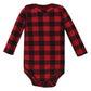 Hudson Baby Girls' Buffalo Plaid Leopard 100% Cotton Long-Sleeve Bodysuit, 3-6 Months
