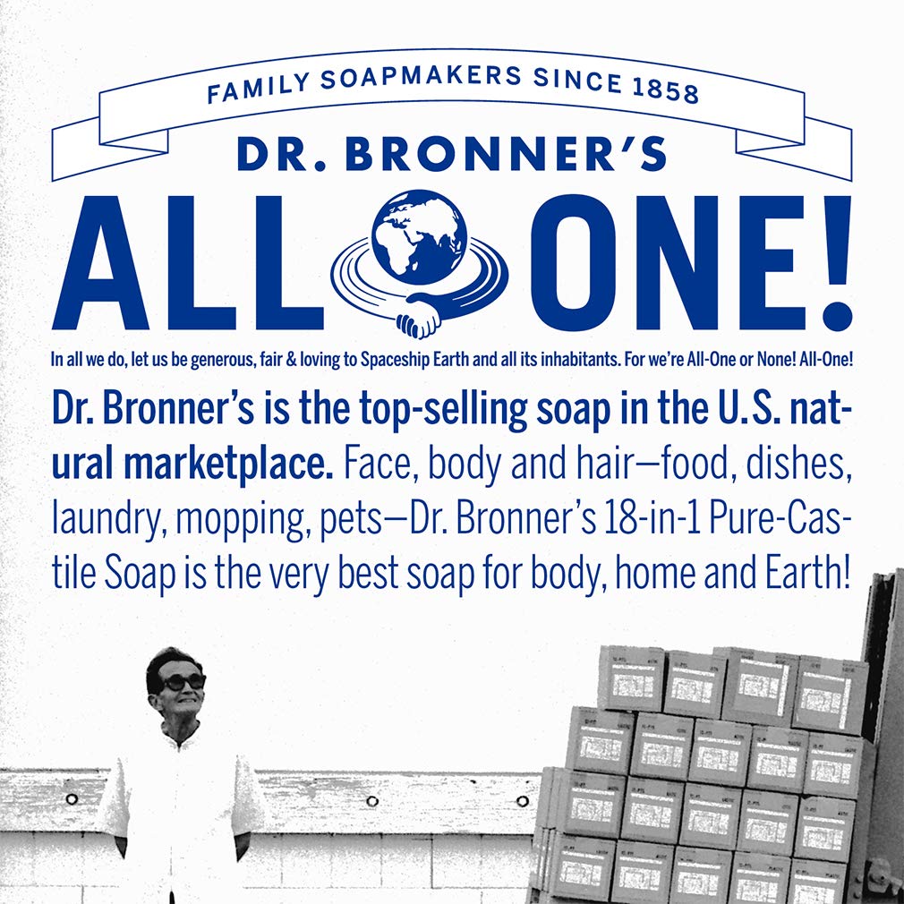 Dr. Bronners Pure-Castile Liquid Soap - Baby Unscented Bundle. 32 oz. Bottle and 2 oz. Travel Bottle