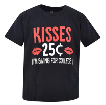 Unique Baby Boys Toddler 25 Cent Kisses Valentines Day Shirt Outfit (10 Years) Black